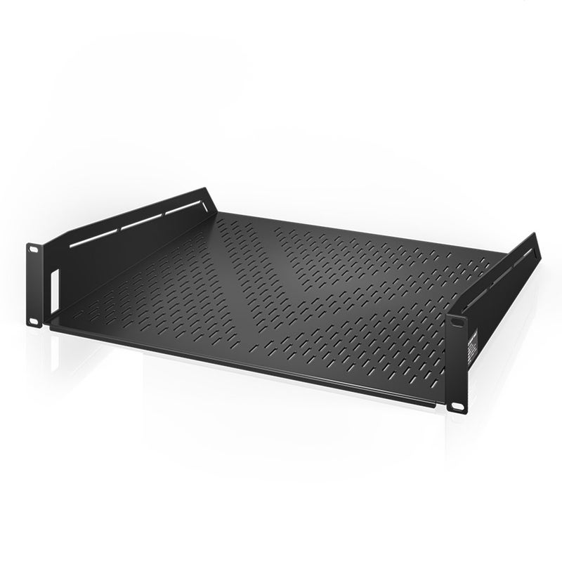 AC Infinity Vented Cantilever 2U Universal Rack Shelf, 16" Deep, for 19â€ Equipment Racks. Heavy-Duty 2.4mm Cold Rolled Steel, 100lbs Capacity. - Image 1