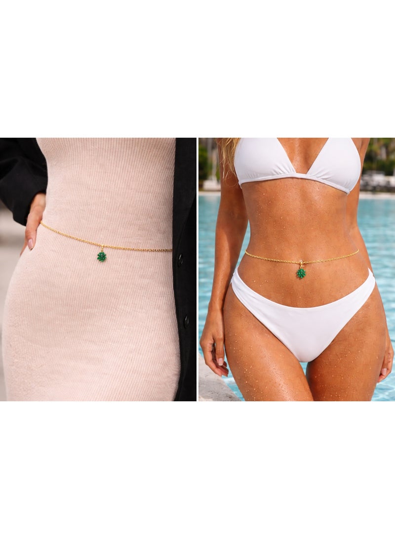 ميركال إمبراير سلسلة خصر مطلية بالذهب للنساء مرصعة بالكريستال سلسلة خصر قابلة للتعديل مجوهرات أنيقة وعصرية - Image 3