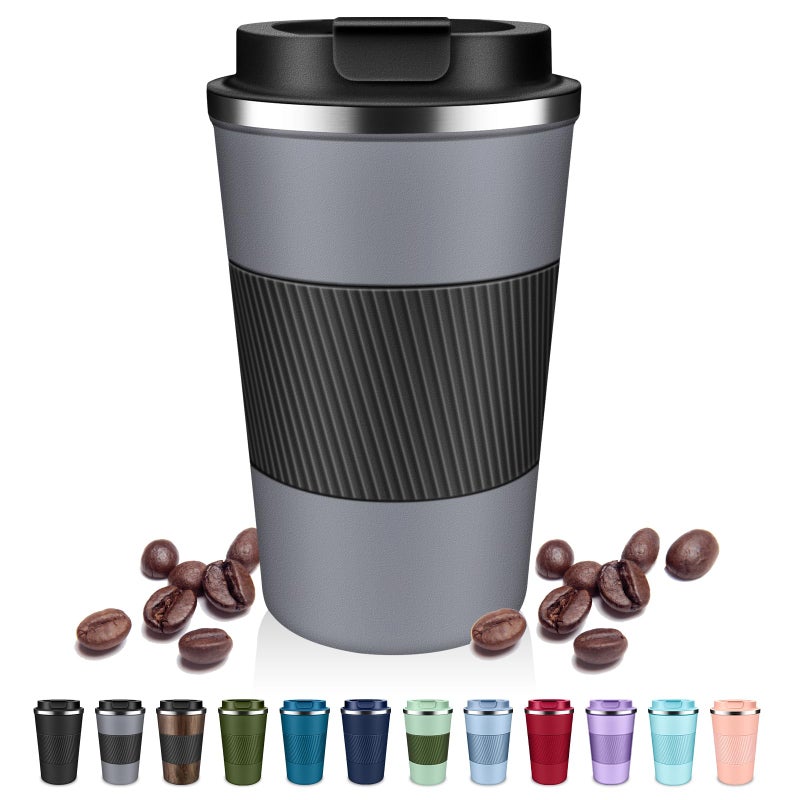 DUBUXW القهوة المعزولة من البهلوان مع Flip Lid 12oz / 17oz من الفولاذ المقاوم للصدأ سفر القهوة القدح - Image 1
