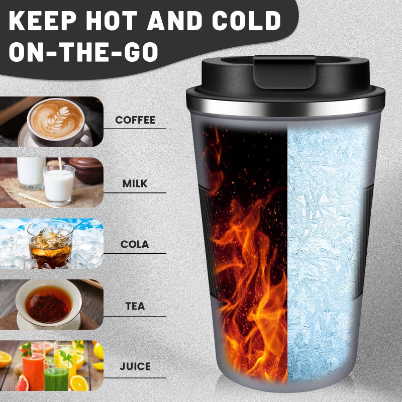 DUBUXW القهوة المعزولة من البهلوان مع Flip Lid 12oz / 17oz من الفولاذ المقاوم للصدأ سفر القهوة القدح - Image 5