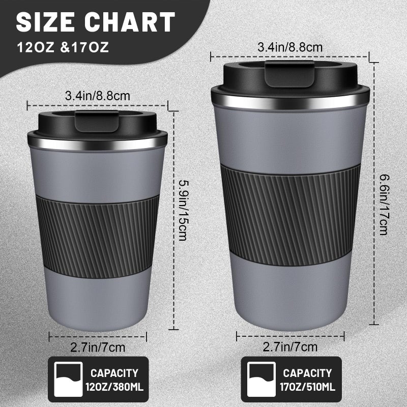 DUBUXW القهوة المعزولة من البهلوان مع Flip Lid 12oz / 17oz من الفولاذ المقاوم للصدأ سفر القهوة القدح - Image 2