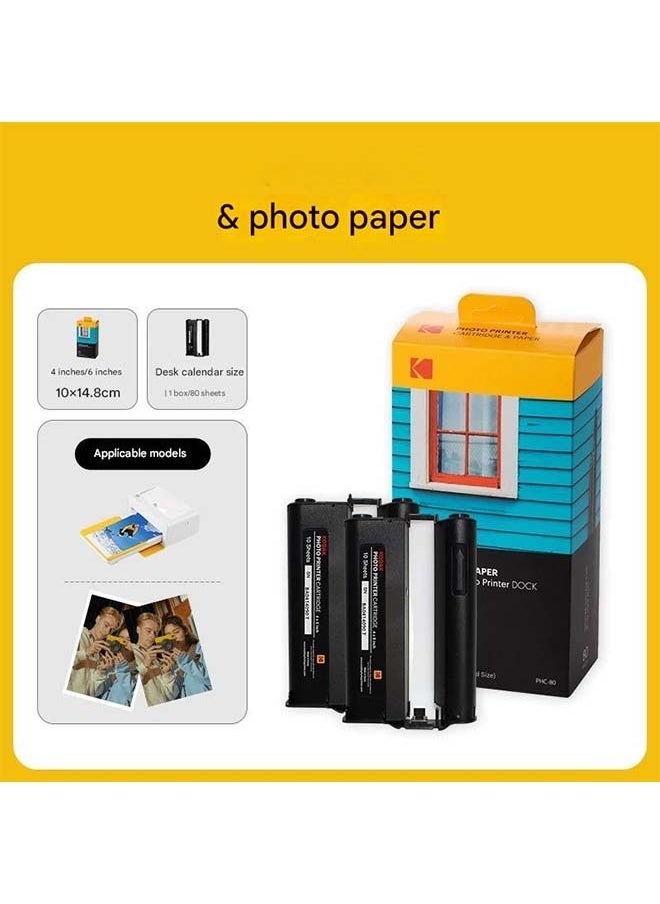 Kodak - KODAK Dock Plus & Dock Photo Printer Cartridge PHC-80 – Cartridge Refill & Photo Paper- 80 Pack - Image 1