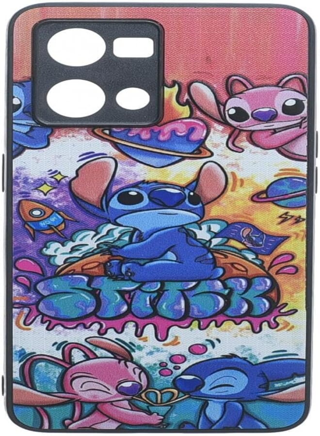 Boter. Plastic 3D Shockproof Back Case Designed With Raised Edge To Protect Camera lens Lovely Couple Cartoon Character Printed Suitable For OPPO RENO 8 4G - Multi Color