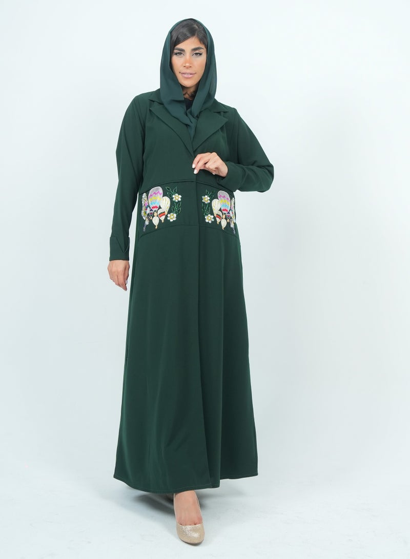 Rosette Abaya Elegant Blazer Style Abaya with Fantasy Embroidery Design - Image 4