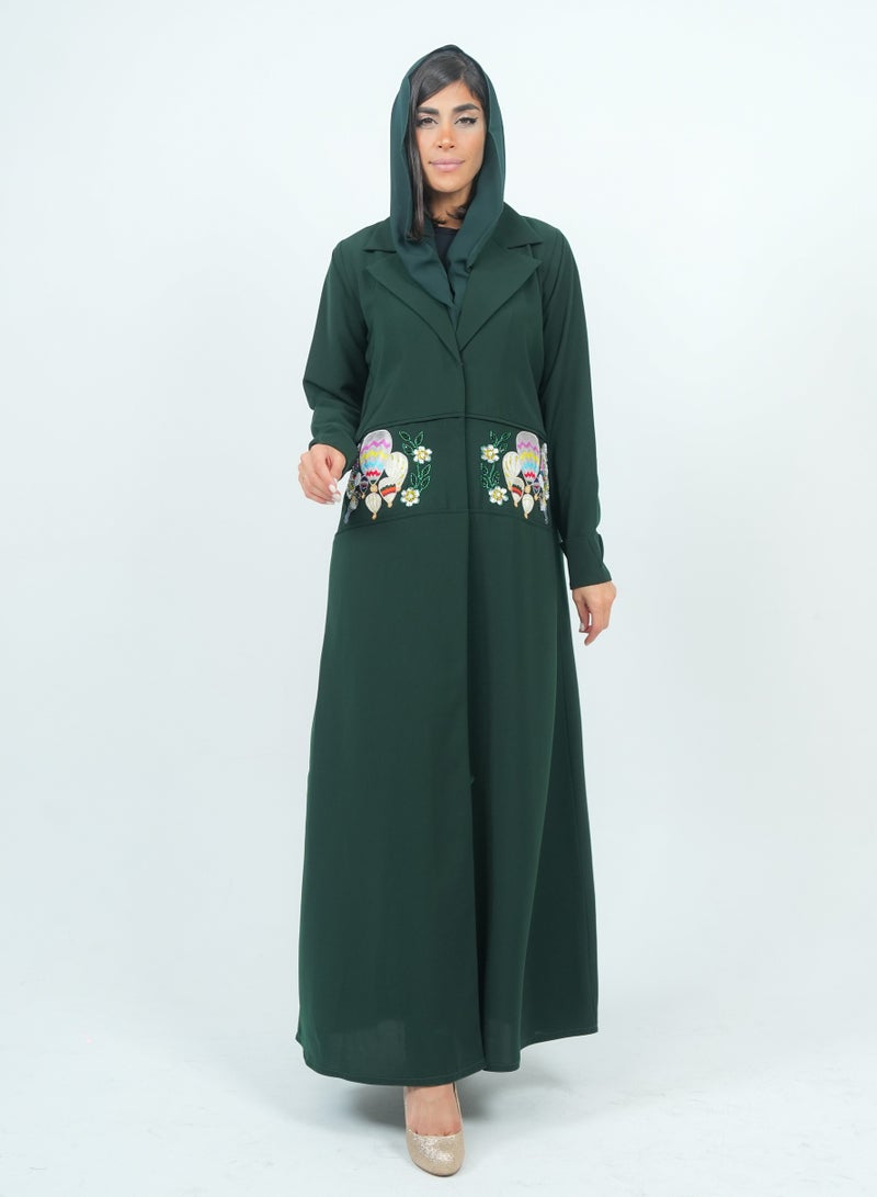 Rosette Abaya Elegant Blazer Style Abaya with Fantasy Embroidery Design - Image 5
