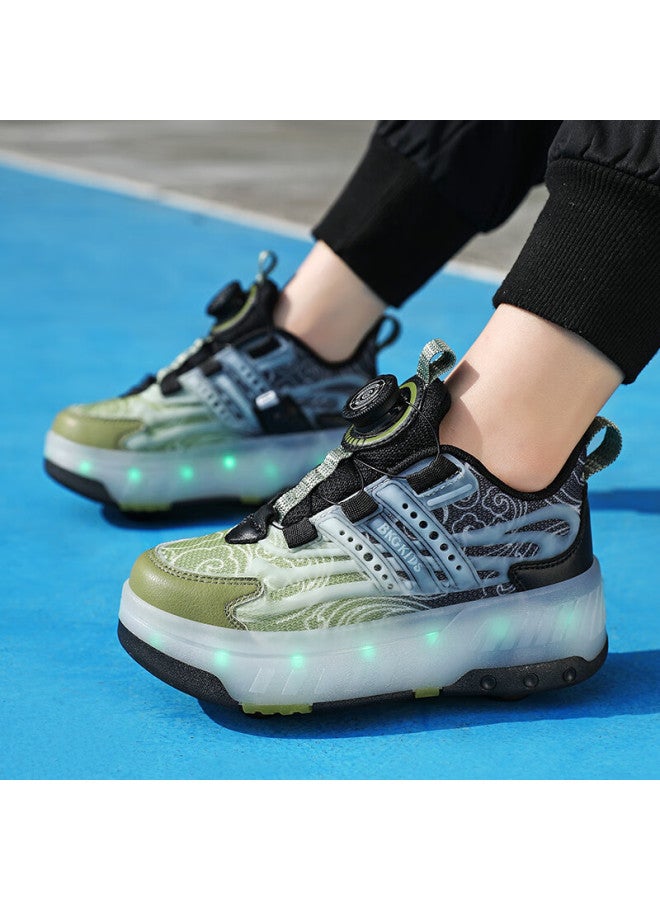 Bkg Girls' Four-wheel Roller Skates Sports Shoes For Students And Teenagers Zyq23825-b7 Black Olive Green 36 - Image 5