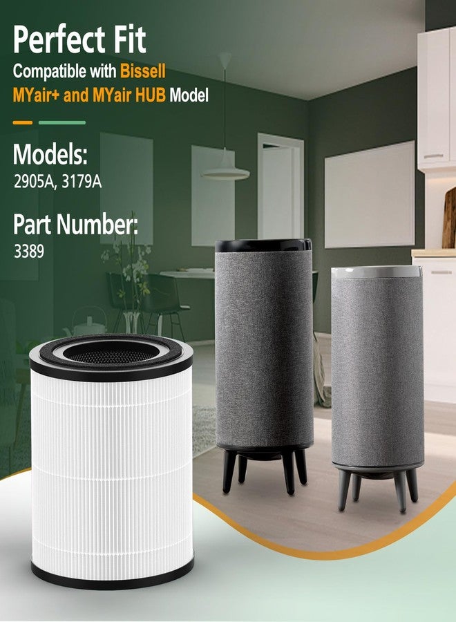 إزينلايف عبوة من قطعتين من فلاتر HEPA البديلة رقم 3389، متوافقة مع أجهزة Bissell MYair+ و MYair HUB 2905A و 3179A، رقم القطعة 3389 - Image 2