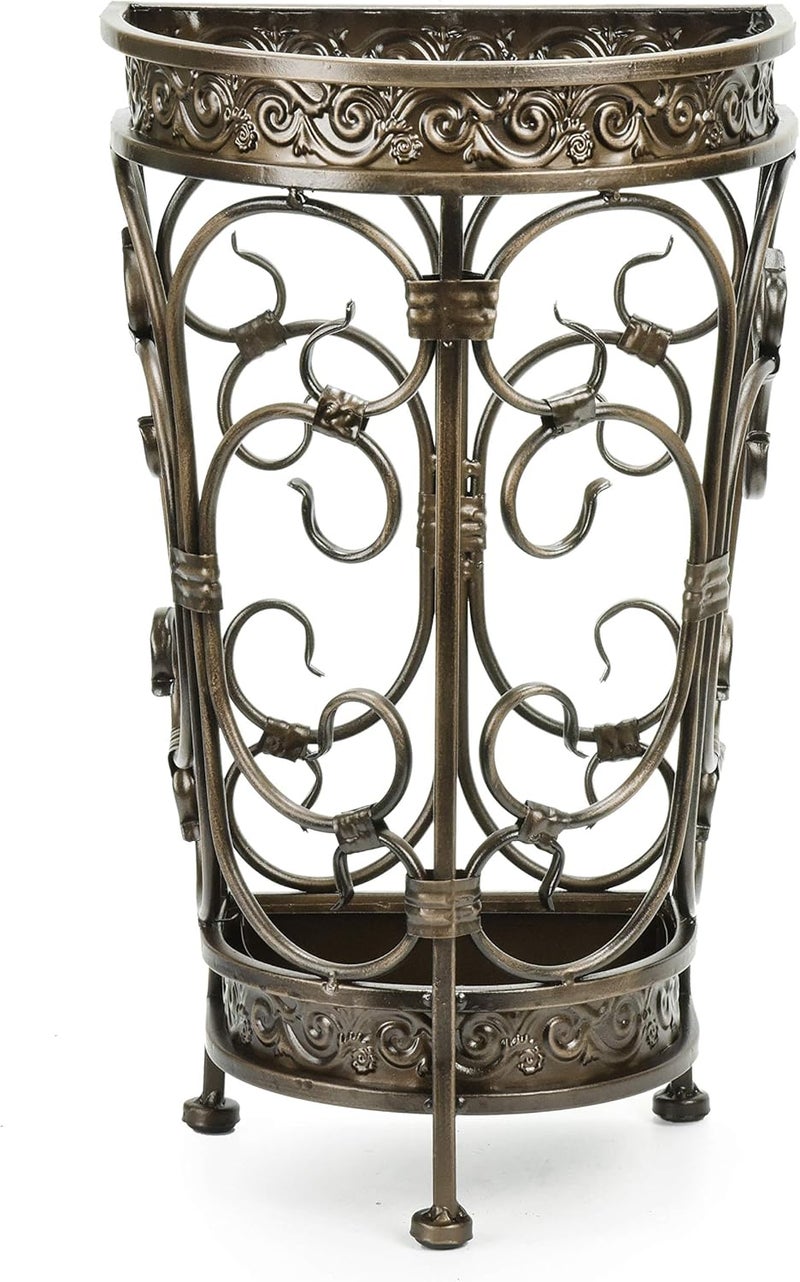 Dualplex Super Quality Umbrella Stand, Umbrella Holder Antique Look Metal Entry Hallway Décor, Wallside Style w/Removable Drip Tray Home Office Decoration Rack Holds Umbrellas Canes Walking Stick - Image 1