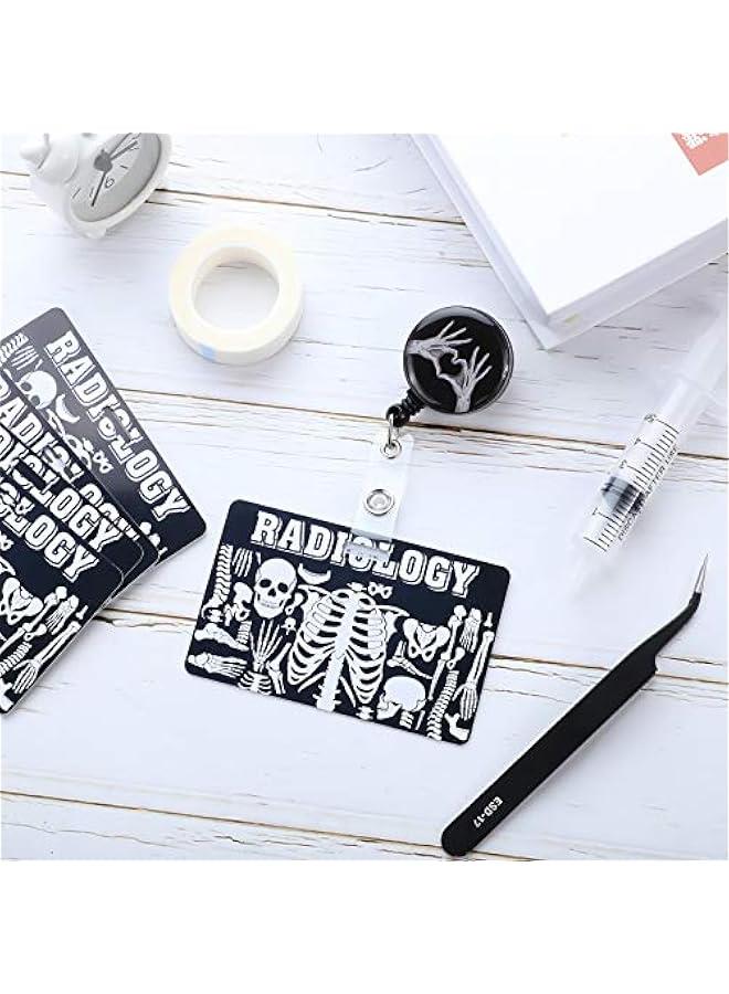 Arabest 10 Pieces Xray Marker Holder Skeleton Themed PVC Xray Marker Holder X-Ray Badge Radiology Horizontal ID Card Badge Pouch for Office Staff DIY ID Badge Holder  - Image 4