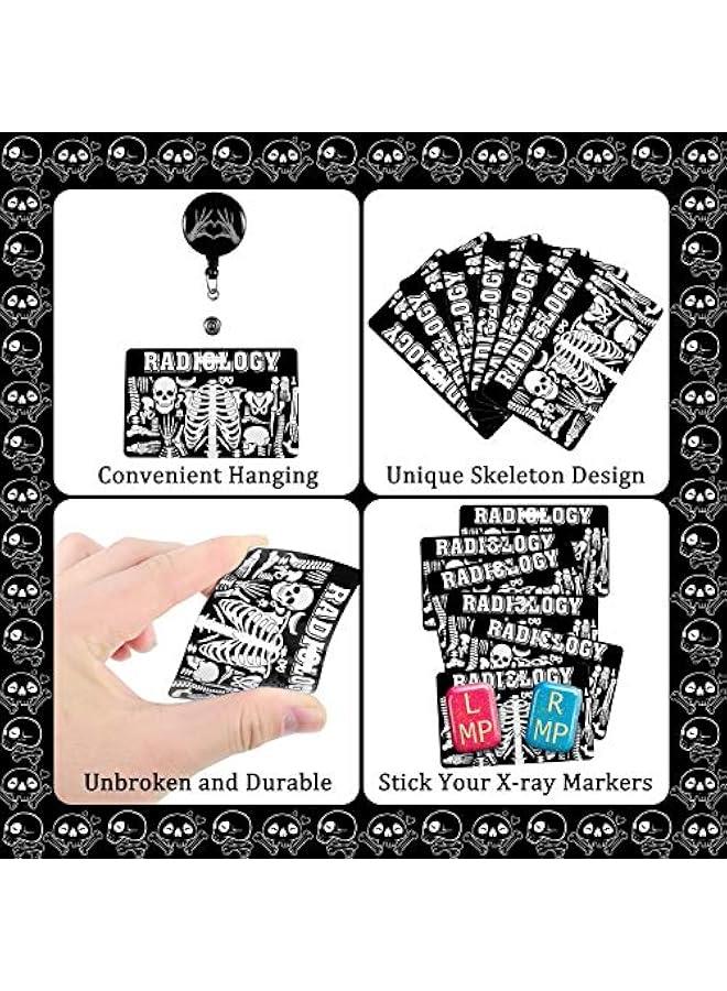 Arabest 10 Pieces Xray Marker Holder Skeleton Themed PVC Xray Marker Holder X-Ray Badge Radiology Horizontal ID Card Badge Pouch for Office Staff DIY ID Badge Holder  - Image 3