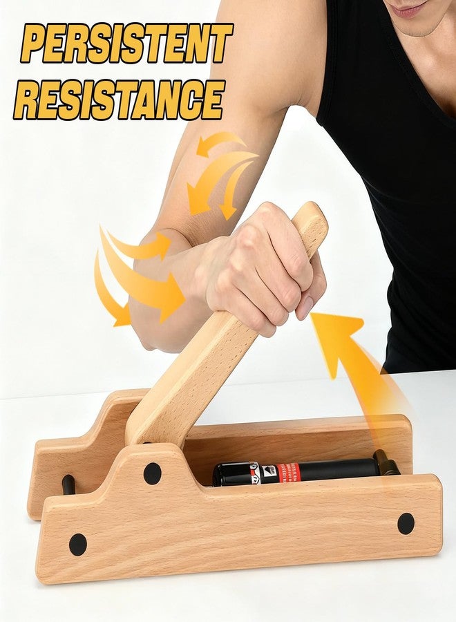 tonchean Workout Armwrestling Training Equipment Portable Arm Strength Trainer Wooden Forearm Strengthener with Adjustable Hydraulic Resistance (Levels 1-12) for Home Gym Office - Image 3
