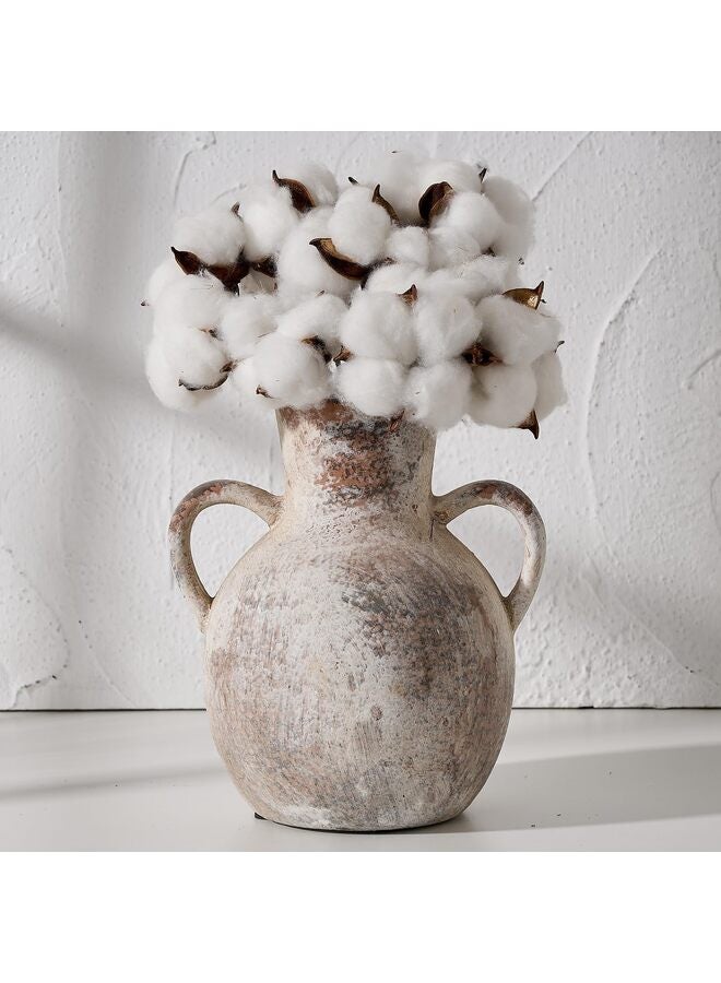 يُسلِّم مزهرية خزفية، مزهرية زهور ريفية من السيراميك بمقبضين، مزهرية من الطين الأبيض المغسول، مصنوعة من الفخار المزخرف، مناسبة لديكور المنزل وطاولة غرفة المعيشة ورفوف الديكور - Image 5