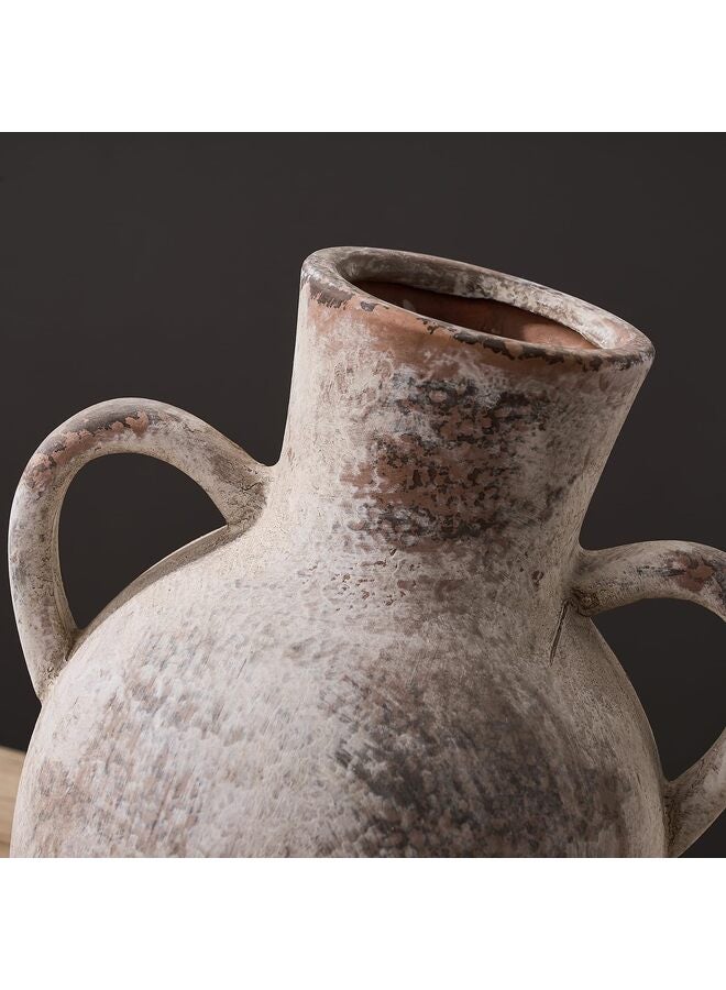 يُسلِّم مزهرية خزفية، مزهرية زهور ريفية من السيراميك بمقبضين، مزهرية من الطين الأبيض المغسول، مصنوعة من الفخار المزخرف، مناسبة لديكور المنزل وطاولة غرفة المعيشة ورفوف الديكور - Image 4