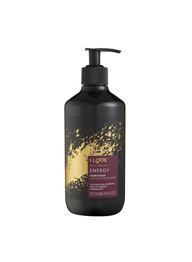 I LOVE Wellness Energy Hand Wash - Hydrating Hand Soap with Essential Oils - Naturally Fragranced with Cardamom - With Vitamin E - 16.9 oz - Image 1