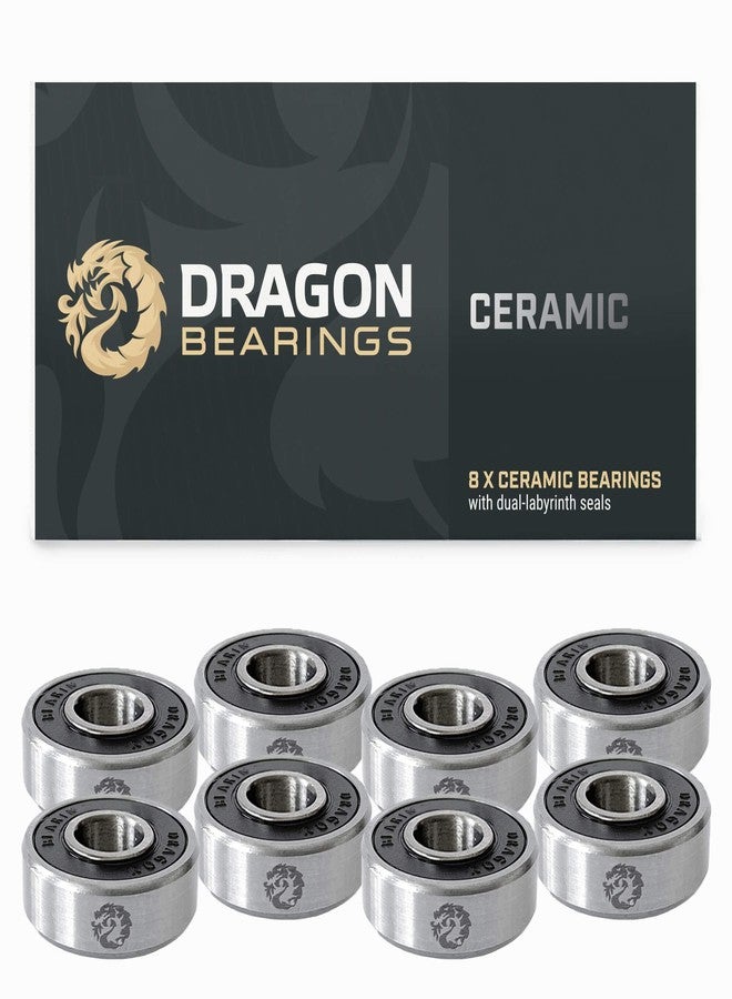 Fireball Dragon Skateboard Bearings Set (8 Pack) - 608 Longboard Bearings for Skateboard Inline & Roller Skate - Fast Precision Ceramic Bearings with Dual Labyrinth Shields (Ceramic) - Image 1