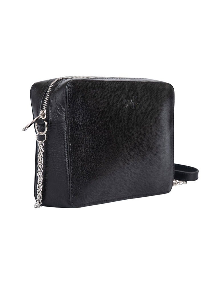 Seven K Genuine Leather Shoulder Bag with Metal Chain – Elegant Crossbody for Women