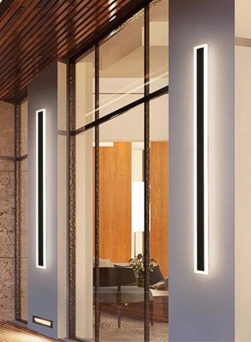 مصباح حائط خارجي LED معدني خطي أسود 100 × 8 سم - Image 2