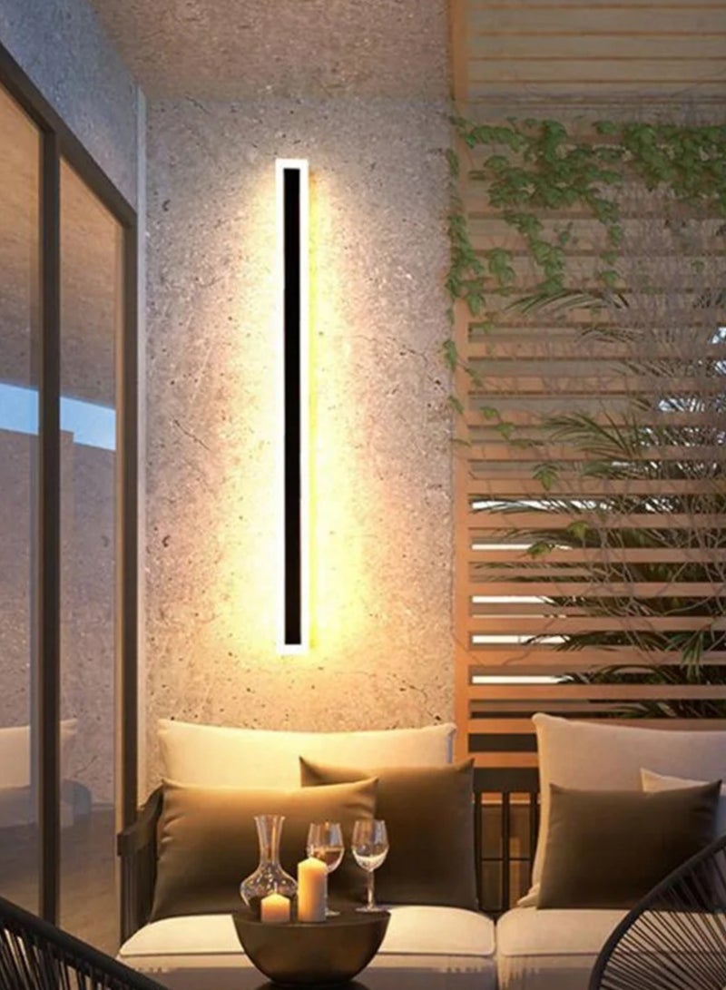 مصباح حائط خارجي LED معدني خطي أسود 100 × 8 سم - Image 3