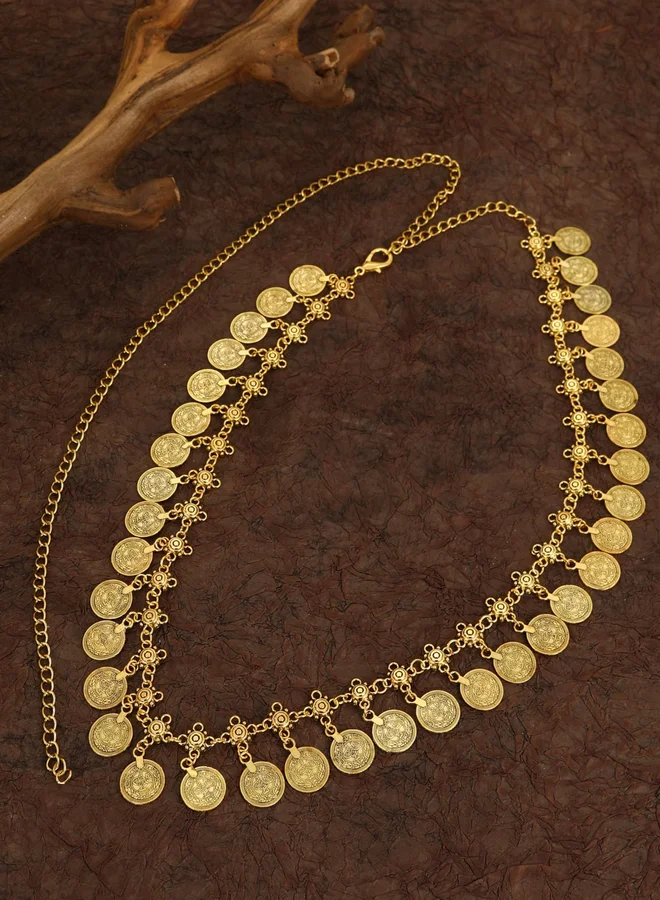 تايك تو سلسلة خصر بدلايات دائرية لون ذهبي