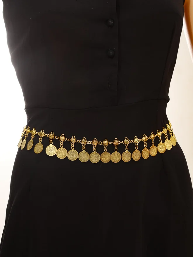 Take Two Gold-Toned Round Pendants Waist Chain
