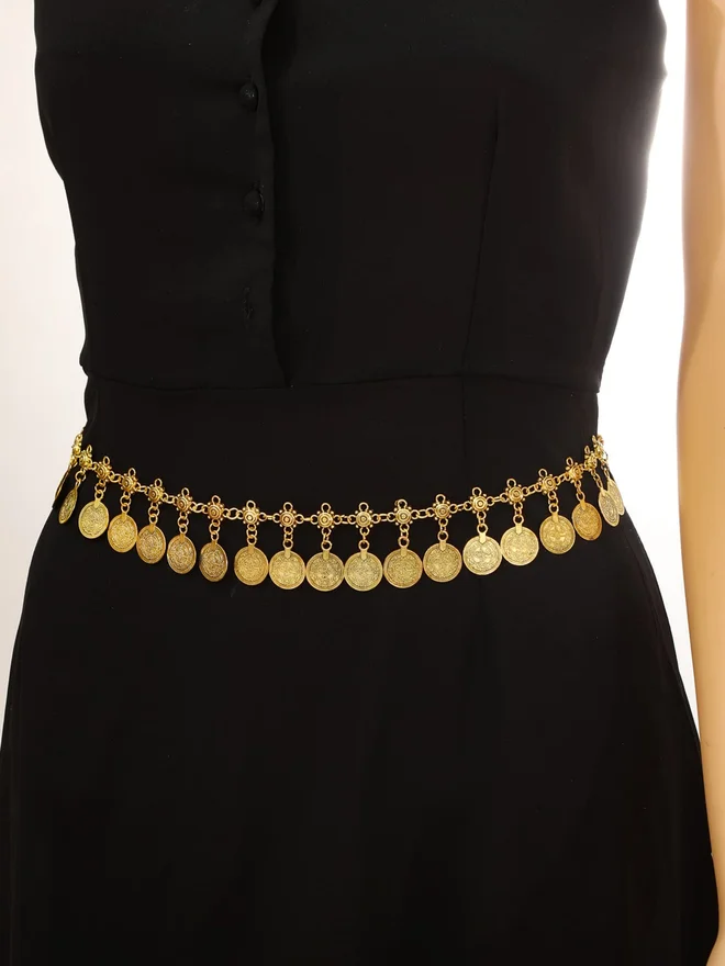 Take Two Gold-Toned Round Pendants Waist Chain