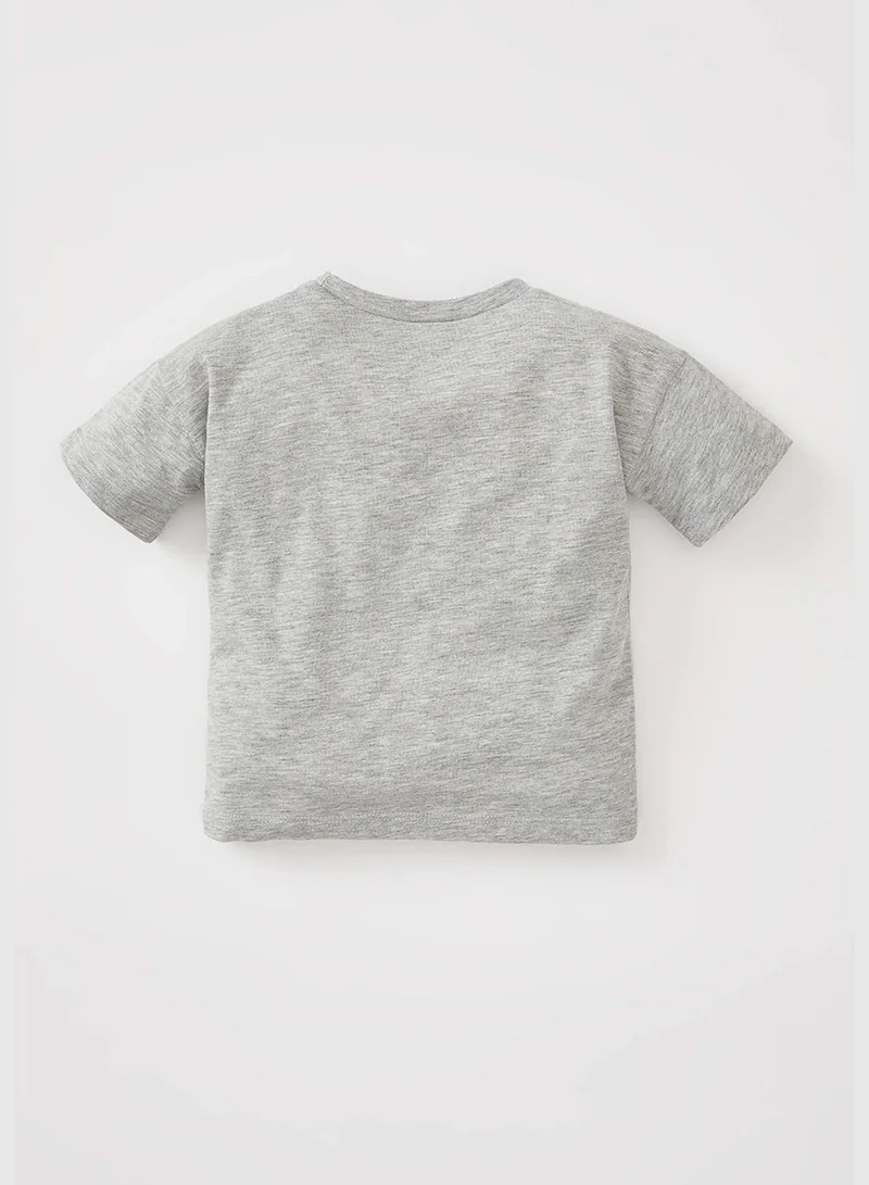 DeFacto Regular Fit Short Sleeve Slogan Palm Print T-Shirt