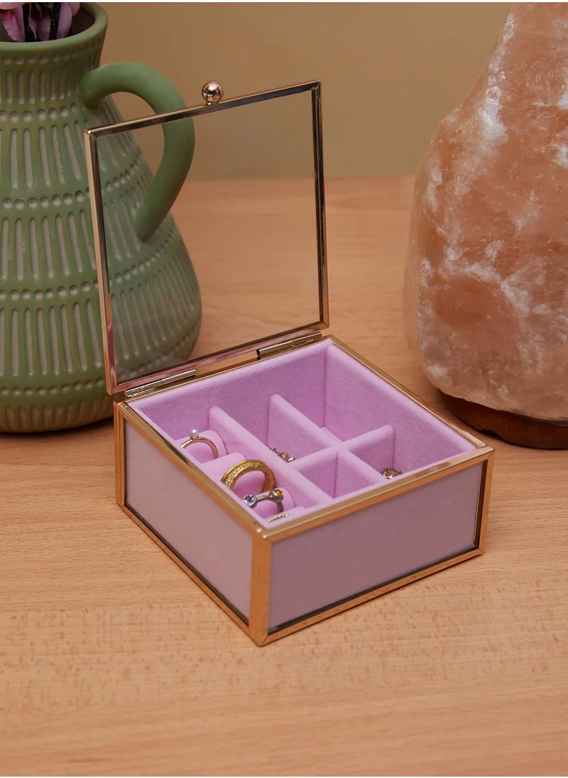 Pink Cactus Glass Jewelry Storage Box