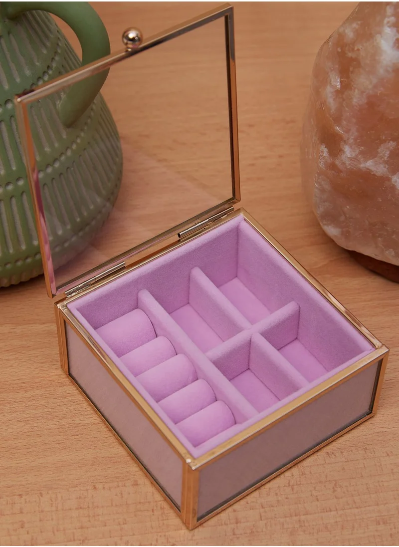 Pink Cactus Glass Jewelry Storage Box