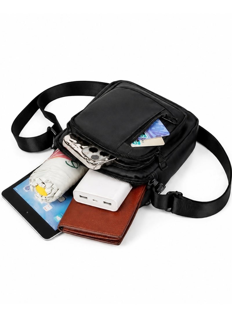 Men's crossbody bag, padded polyester shoulder bag with multiple pockets; a practical crossbody bag for daily use. - Image 3