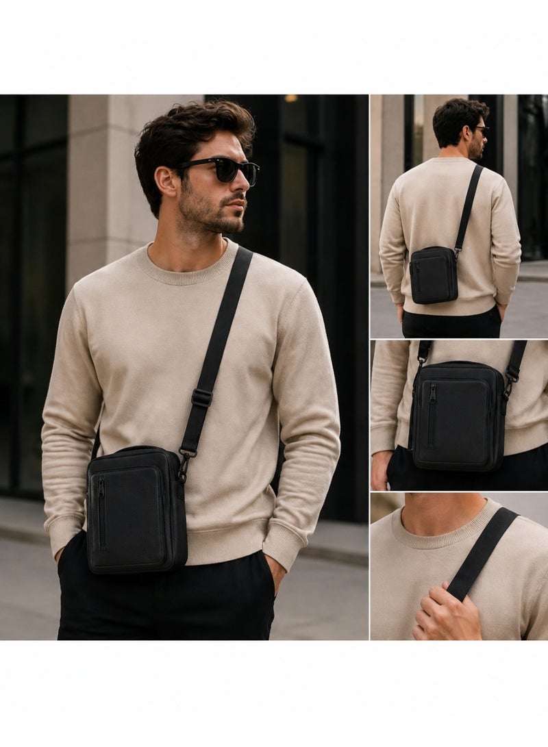 Men's crossbody bag, padded polyester shoulder bag with multiple pockets; a practical crossbody bag for daily use. - Image 2
