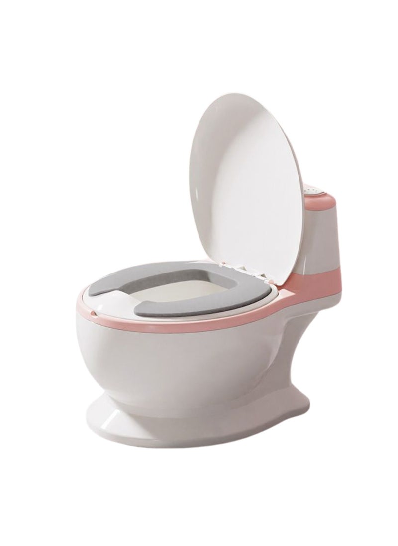 Moms Magic Baby Toilet PU with Seat Cushion – Artificial Potty with Flush Option, Tissue Holder, PVC/PU Cushions for Comfortable Potty Training – pink  - Image 1