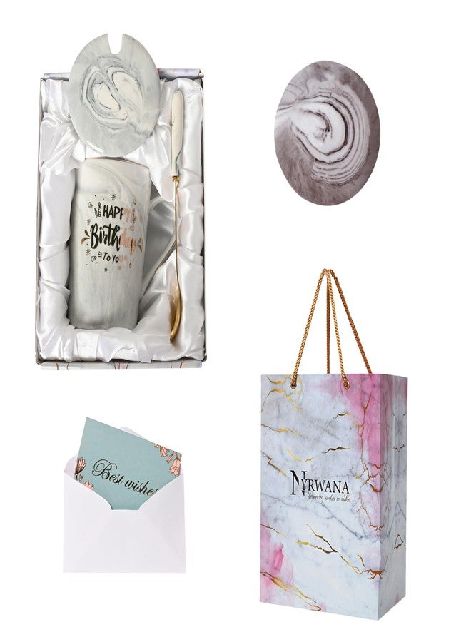 NYRWANA Coffee Mug, Gift for Woman, Birthday Present for Girlfriend, Mugs for Present, Present Items for Women, Holi Gifts, Cute Mugs with Spoon, Box & Bag (400ml-Grey) - Image 1