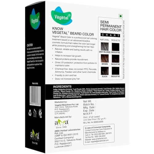 Vegetal Safe Color Natural Beard Colour, Chemical-Free, Soft Black, 25g. (Pack of 3) - Image 2