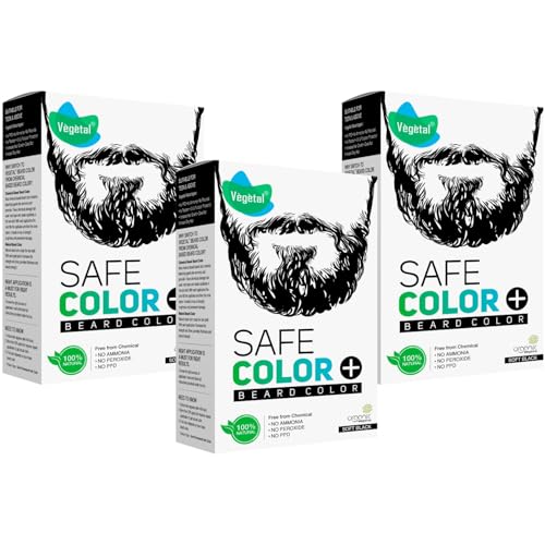 Vegetal Safe Color Natural Beard Colour, Chemical-Free, Soft Black, 25g. (Pack of 3) - Image 1