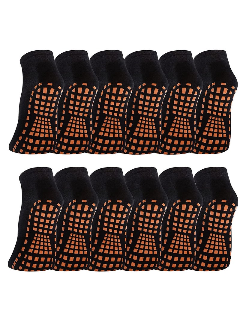 Excefore 12 Pairs Slipper Socks for Women, Non Slip Skid Gripper Socks,Athletic Short Cotton Socks Trampoline Socks for Adults Women Hospital Socks Yoga Socks(Black)  - Image 1