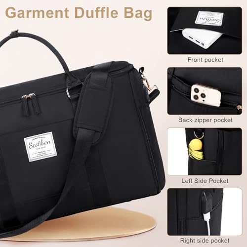 Scothen Convertible Travel Garment Bag,Carry On Garment Duffle Bag with Toiletry and Shoe bag,Garment Bags for Travel,2 in 1 Hanging Dress Suitcase Suit Travel Bags for Women with USB Charging Port - Image 4