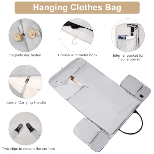 Scothen Convertible Travel Garment Bag,Carry On Garment Duffle Bag with Toiletry and Shoe bag,Garment Bags for Travel,2 in 1 Hanging Dress Suitcase Suit Travel Bags for Women with USB Charging Port - Image 3