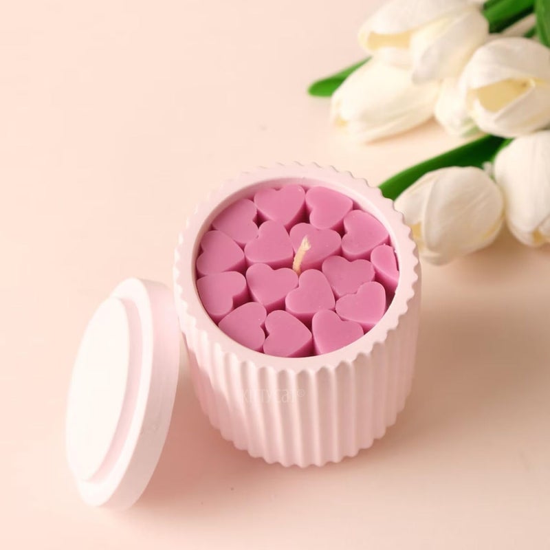 Kitty Cat Aesthetic Pink Hearts Jar Candle with Lid Fresh Rose ScentedSoy Wax Candle 42Hour Burn Time Reusable Elegant Home Dcor Jar 300g KC042