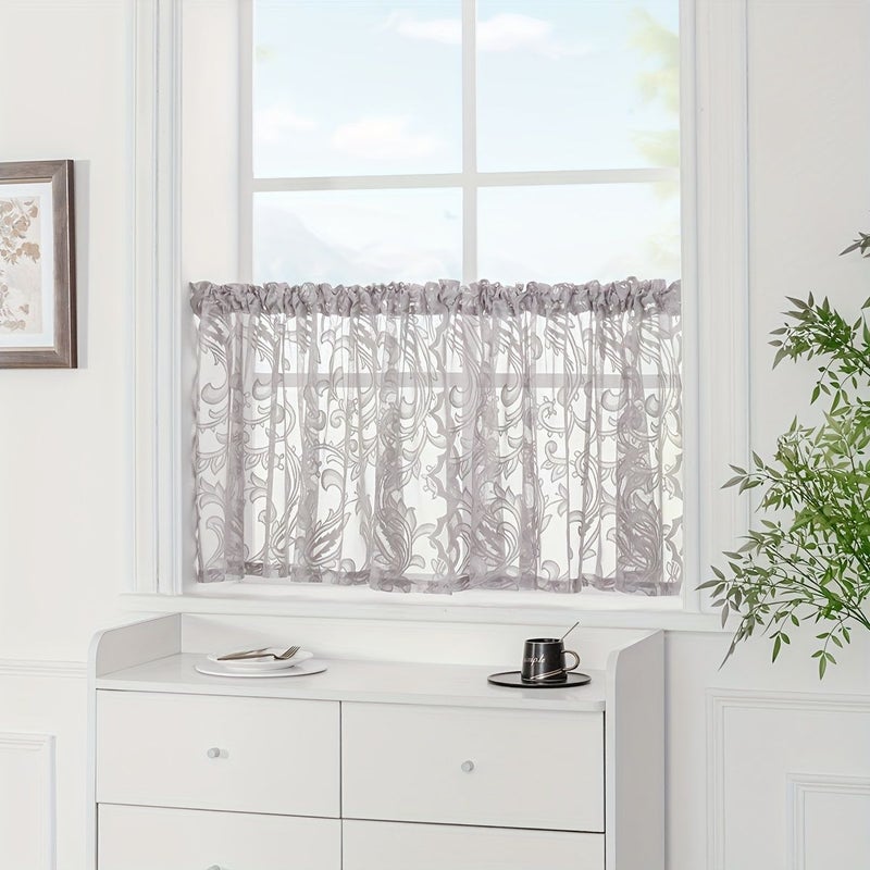 2 Pcs Pink Paisley Floral Lace Rod Pocket Sheer Curtains 55x63 Inch Light Filtering Flowing Wrinkle Free Machine Washable For Bedroom Kitchen Closet Decorative Window Scarf - Image 5