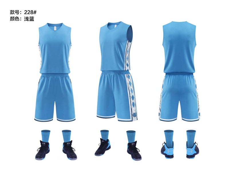 Generic 2022 North Carolina Kids Adult Basketball Uniform Set Light Blue