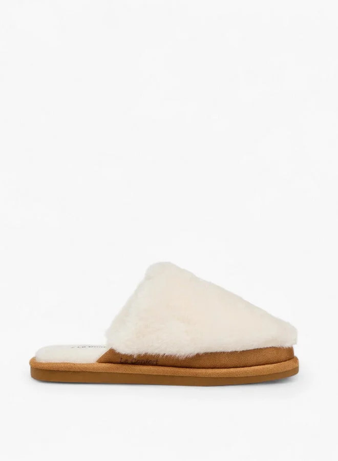Le Confort Faux Fur Textured Bedroom Mules