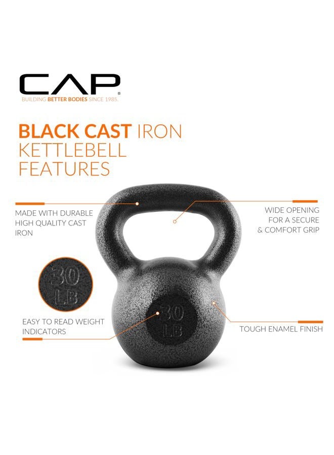 CAP Barbell Black Cast Iron Kettlebell | 30 Pounds - Image 3