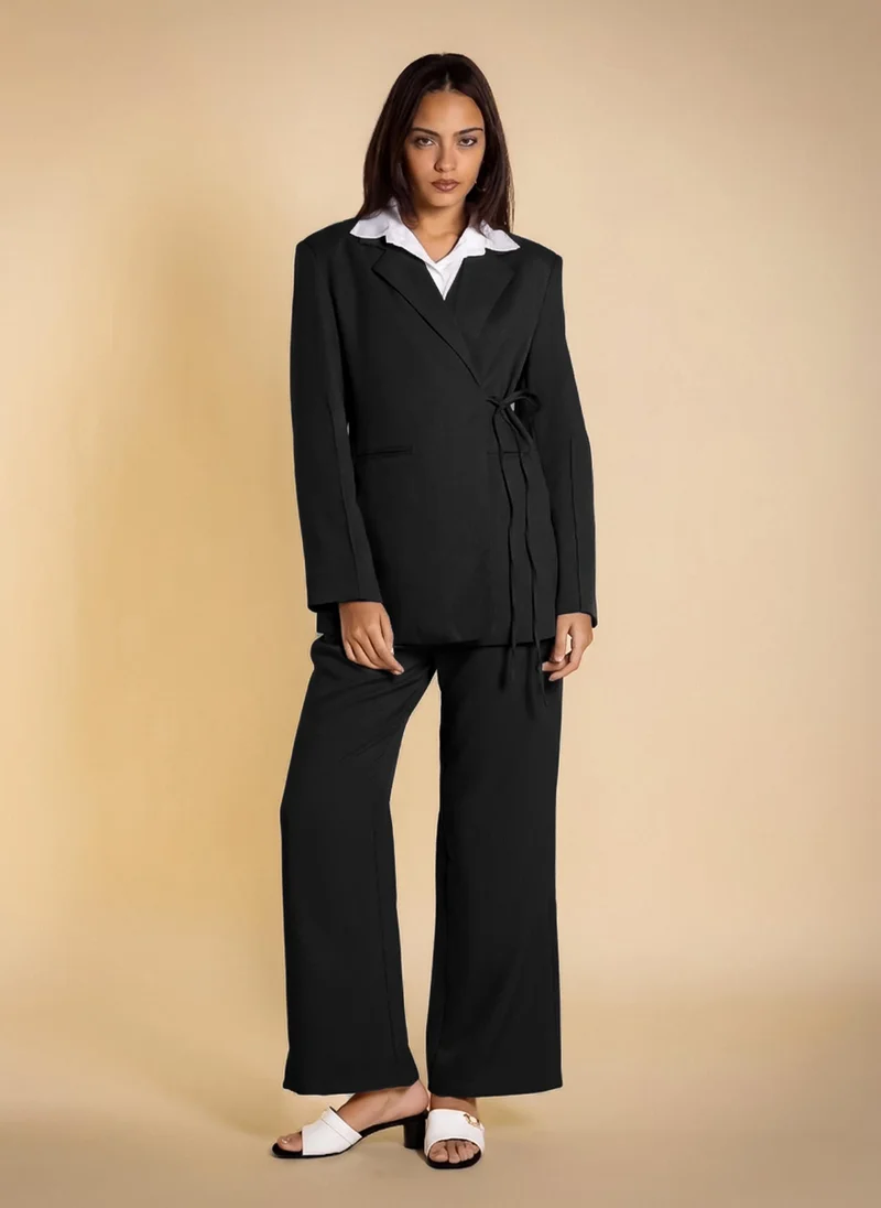 SHAPES TEXTURED SIDE-TIE BLAZER SET