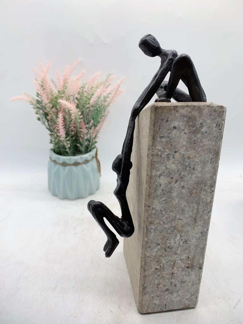 Industrial Abstract Cast Iron Art Sculpture Couple  Man Lifting Woman from Ledge  Modern Love Gift for Couples Cast Iron Shelf Decor for Home Farmhouse Bedroom Living Room