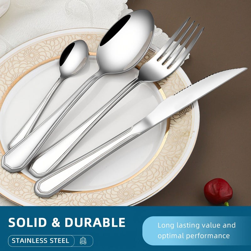 High Grade 410 Stainless Steel Dinnerware Set Modern Minimalist Polished Cutlery - Image 1