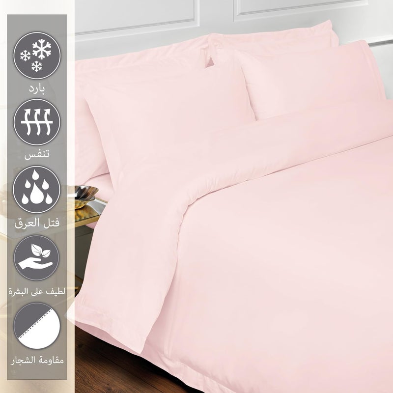 PIZUNA Budget friendly trendy design 100% Cotton Duvet Cover Single Size 140x200 cm Light Pink, 400 Thread Count Long Staple Cotton Sateen Weave Duvet Cover Set with 1 Pillowcase (Light Pink Bedding Duvet Cover Sets) Balanced weight - Image 2
