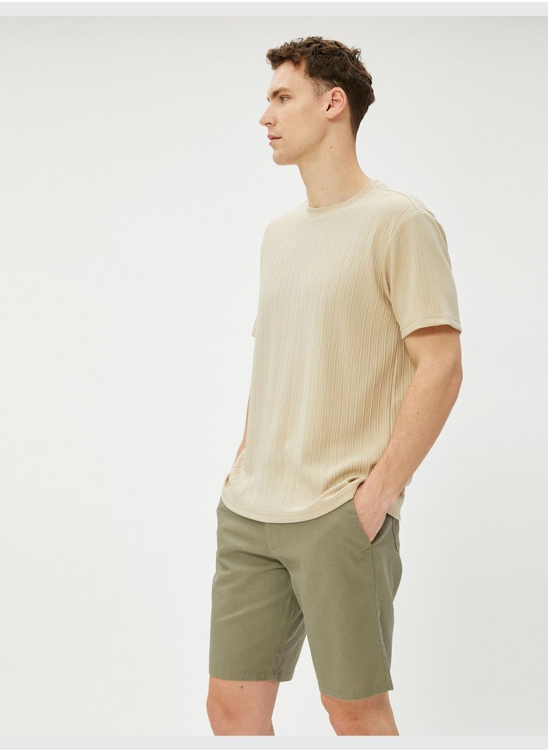 KOTON - Linen Blend Bermuda Shorts Buttoned Pocket Detailed - Image 1