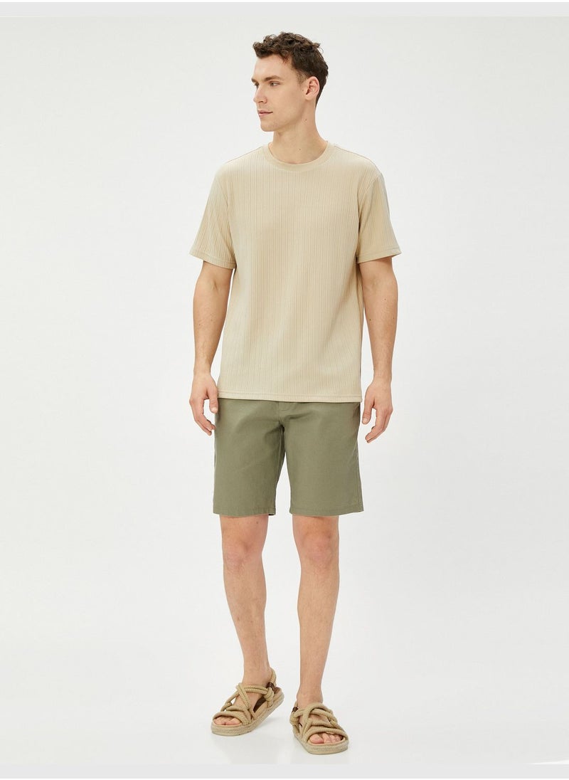 KOTON - Linen Blend Bermuda Shorts Buttoned Pocket Detailed - Image 1