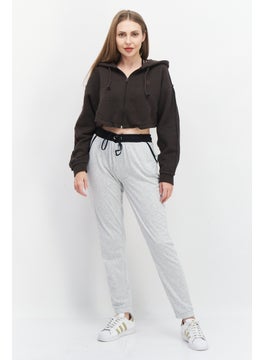 adidas Originals Women Sportswear Fit Long Sleeve Outdoor Full Zipper Hoodie, Dark Brown  - Image 4