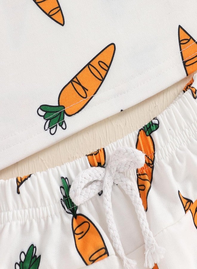 Thorn Tree Baby Girl Boy Easter Outfits Bunny Carrot Short Sleeve T-Shirt Pocket Shorts Summer Toddler Outfits (Carrot Set,18-24 Months) - Image 5